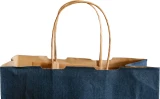 Navy Blue Color Twisted Paper Handle Natural Kraft Paper Shopper Bag
