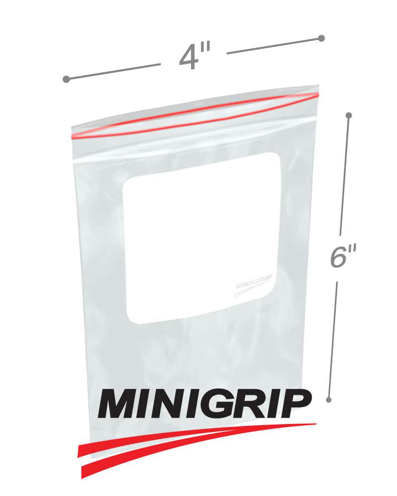 100 4x6 RESEALABLE PLASTIC ZIPLOC BAGS 2 MIL WITH WHITE BLOCK
