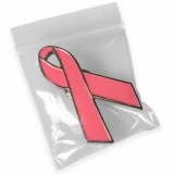 1.5 x 1.5 2 Mil Clearzip Lock Top Bags with Pink Breast Cancer Awareness Pin in Bag