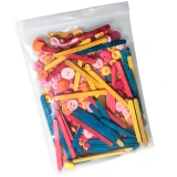 Colored buttons and Popsicle Sticks in 9 x 12 4 Mil Clearzip Lock Top Bag