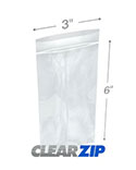 3 in x 6 in 2 Mil Clearzip® Locking Top Bags