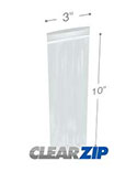 3 in x 10 in 2 Mil Clearzip® Locking Top Bags