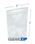 4 in x 6 in 2 Mil Clearzip® Locking Top Bags