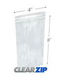 4 in x 8 in 2 Mil Clearzip® Locking Top Bags