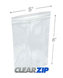 5 in x 8 in 2 Mil Clearzip® Locking Top Bags