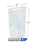 5 in x 10 in 2 Mil Clearzip® Locking Top Bags