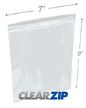 7 in x 9 in 2 Mil Clearzip Lock Top Bags
