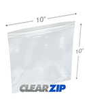 10 in x 10 in 2 Mil Clearzip Lock Top Bags