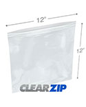 12 in x 12 in 2 Mil Clearzip Lock Top Bags