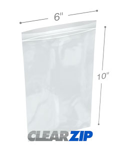 6 in x 10 in 6 Mil ClearZip® Locking Top Bags