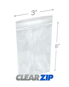 3 in x 5 in 8 Mil ClearZip® Locking Top Bags
