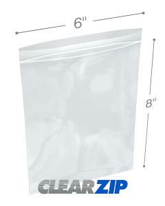 6 in x 8 in 8 Mil ClearZip® Locking Top Bags