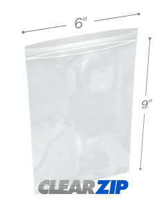 6 in x 9 in 8 Mil ClearZip® Locking Top Bags