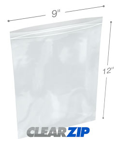 9 in x 12 in 8 Mil ClearZip® Locking Top Bags