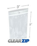 3 in x 5 in Hang Hole 2 Mil Clearzip® Locking Top Bags