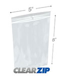 5 in x 8 in Hang Hole 2 Mil Clearzip® Locking Top Bags