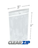 3 inx5 in 2 Mil Clear Zip Polypropylene Hang Hole Bags