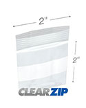 2 in x 2 in White Block 2 Mil Clearzip® Locking Top Bags