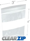 3 in x 4 in White Block 2 Mil Clearzip® Locking Top Bags