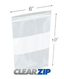 6 in x 10 in White Block 2 Mil Clearzip® Locking Top Bags