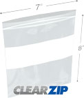 7 in x 8 in 2 Mil White Block Clearzip® Locking Top Bags