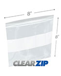 8 in x 8 in White Block 2 Mil Clearzip® Locking Top Bags