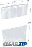 14 in x 24 in White Block Clearzip® Locking Top Bags