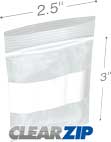 2 1/2 in x 3 in 4 mil White Block Clearzip® Locking Top Bags 4 Mil