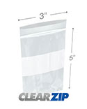 3 in x 5 in 4 mil White Block Clearzip® Locking Top Bags