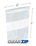 6 in x 9 in 4 mil White Block Clearzip® Locking Top Bags