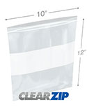 10 in x 12 in 4 mil White Block Clearzip® Locking Top Bags