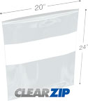 20 in x 24 in 4 mil White Block Clearzip® Locking Top Bags