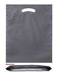 15 in x 18 in + 3 in 2.5 Mil Gray Fold-Over Reinforced Die Cut Handle Bags 500/CS