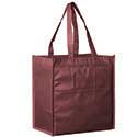 13 x 5 x 13 + 5 Burgundy Non Woven Grocery Tote Bag with Poly Board Insert