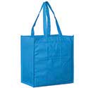 13 x 5 x 13 + 5 Cool Blue Non Woven Grocery Tote Bag with Poly Board Insert