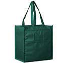 13 x 5 x 13 + 5 Hunter Green Non Woven Grocery Tote Bag with Poly Board Insert