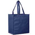 13 x 5 x 13 + 5 Navy Blue Non Woven Grocery Tote Bag with Poly Board Insert
