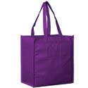 13 x 5 x 13 + 5 Purple Non Woven Grocery Tote Bag with Poly Board Insert