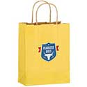 Digitally Printed 8 x 4 x 10 + 4 Yellow Color Twisted Paper Handle Shoppers