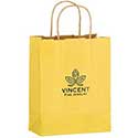 Foil Printed 8 x 4 x 10 + 4 Yellow Color Twisted Paper Handle Shoppers