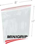 8 inx10 in 2-mil Reclosable Double Zip Poly Bags