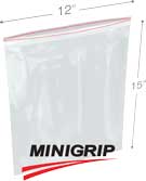 12 in x 15 in 4-Mil Reclosable Double Zip Poly Bags