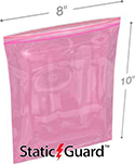 8 x 10  Pink Static Guard Reclosable Bags