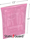 13 in x 18 in 4-Mil Minigrip Reclosable Pink AntiStatic Bag