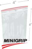 4 in x 6 in 4 Mil Reclosable Poly Bags w Hang Hole