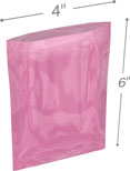 Pink 4 in x 6 in 6 mil Anti-Static Poly Bags