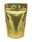 8 oz Stand Up Pouch with valve Gold PET/ALU/LLDPE