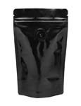 2 oz Stand Up Pouch with valve Black PET/ALU/LLDPE