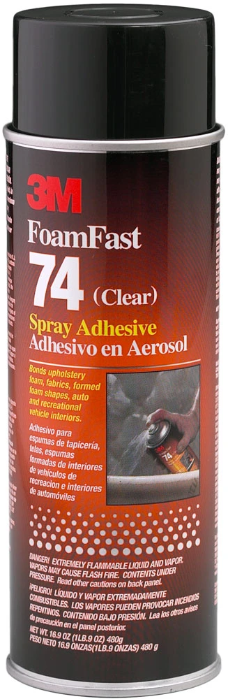 3M FoamFast 74 Clear Spray Adhesive - 24 fl oz Aerosol