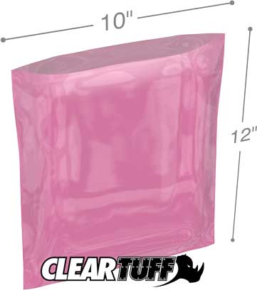 10x12 2 mil Pink Antistat Poly Bags